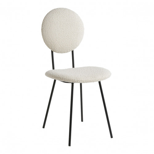 Blanc D'ivoire Chaise COLETTE En Bouclette Et Métal - Crème