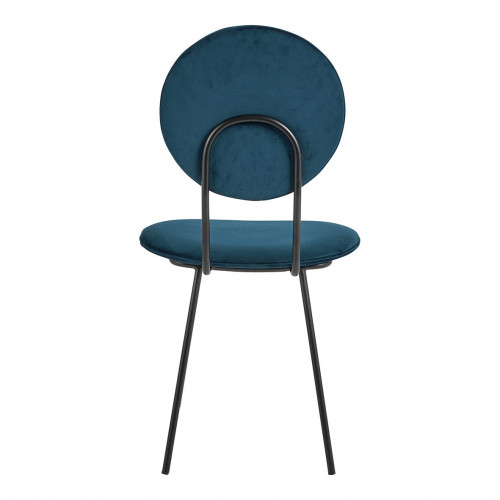 Blanc D'ivoire Chaise COLETTE En Velours Et Métal - Bleu Nuit