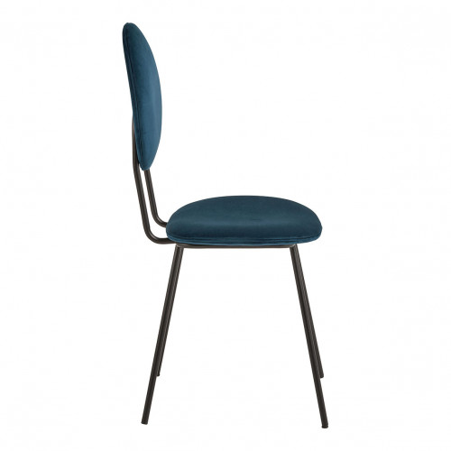Blanc D'ivoire Chaise COLETTE En Velours Et Métal - Bleu Nuit