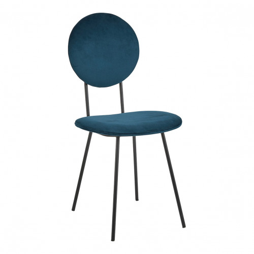 Blanc D'ivoire Chaise COLETTE En Velours Et Métal - Bleu Nuit