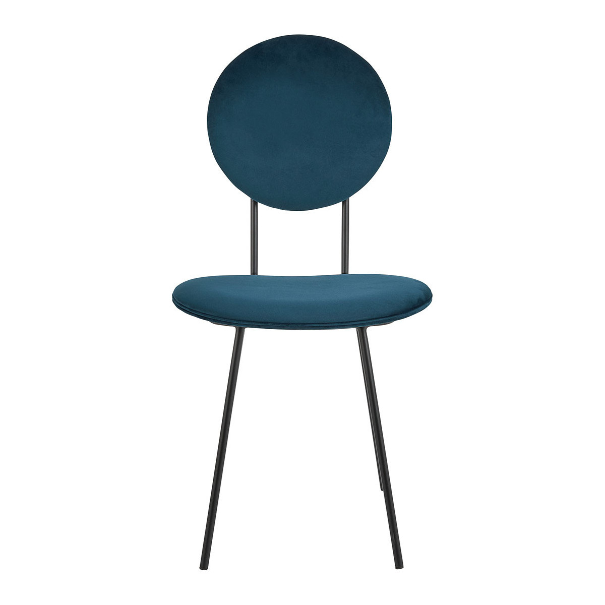 blanc d'ivoire Chaise COLETTE en velours et métal - Bleu nuit