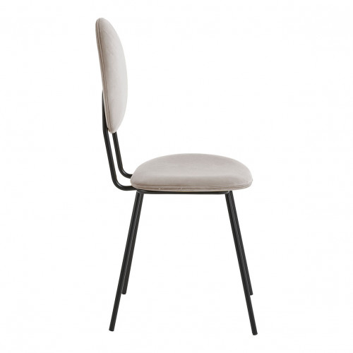 Blanc D'ivoire Chaise COLETTE En Velours Et Métal - Gris Perle