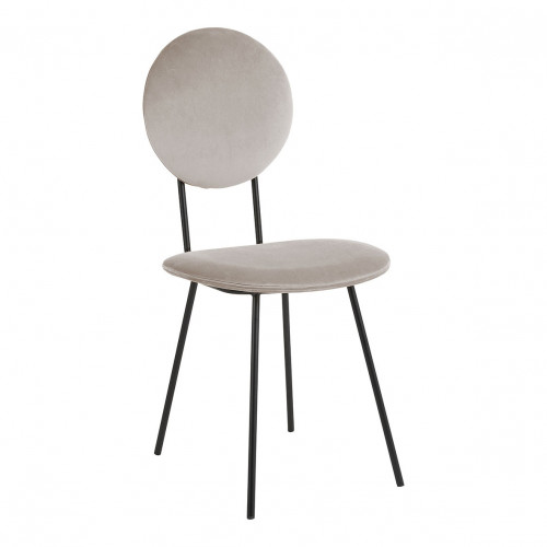 Blanc D'ivoire Chaise COLETTE En Velours Et Métal - Gris Perle