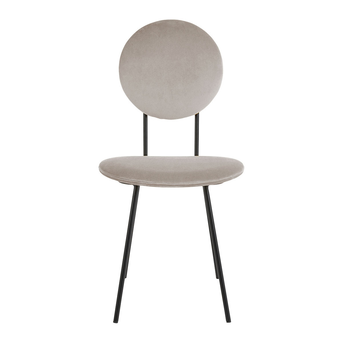 blanc d'ivoire Chaise COLETTE en velours et métal - Gris perle