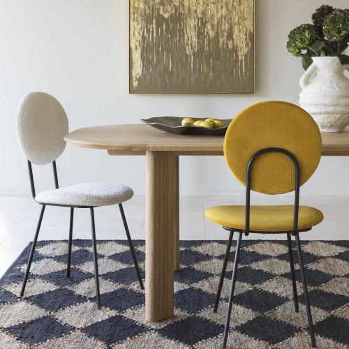 Blanc D'ivoire Chaise COLETTE En Velours Et Métal - Safran