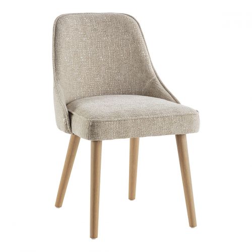 Blanc D'ivoire Chaise MARCUS En Tissu Jacquard De Velours - Sable