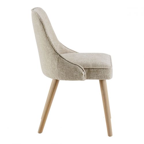 Blanc D'ivoire Chaise MARCUS En Tissu Jacquard De Velours - Sable