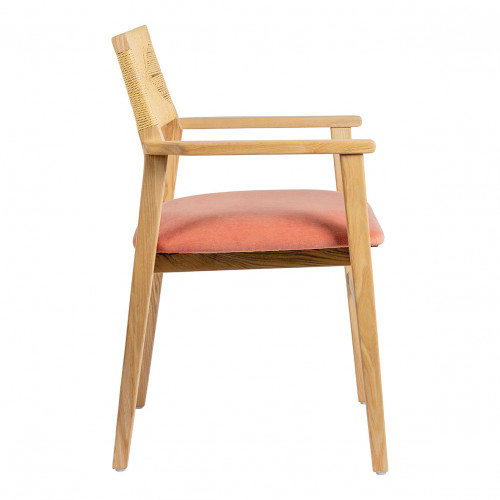 Blanc D'ivoire Chaise PALOMA En Corde De Papier Et Velours - Framboise