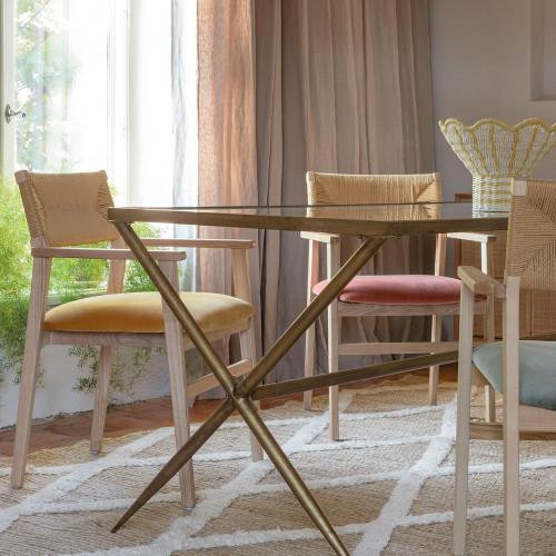 Blanc D'ivoire Chaise PALOMA En Corde De Papier Et Velours - Safran