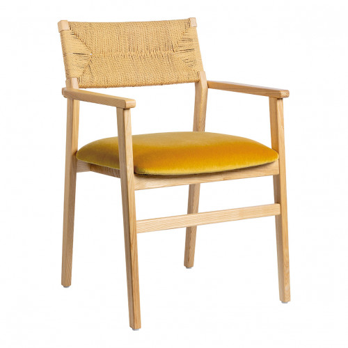 Blanc D'ivoire Chaise PALOMA En Corde De Papier Et Velours - Safran