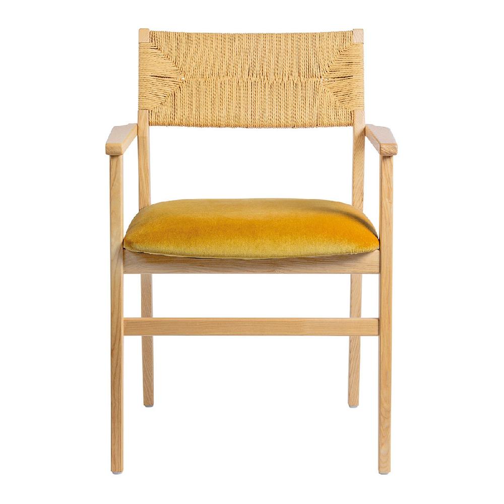 blanc d'ivoire Chaise PALOMA en corde de papier et velours - Safran