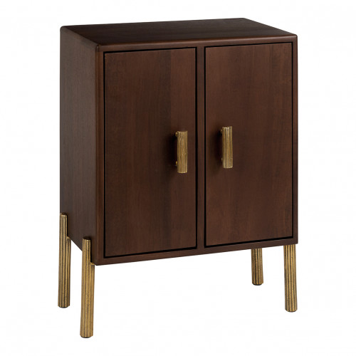 Blanc D'ivoire Chevet VICTOR En Manguier Ciré Finition Noyer