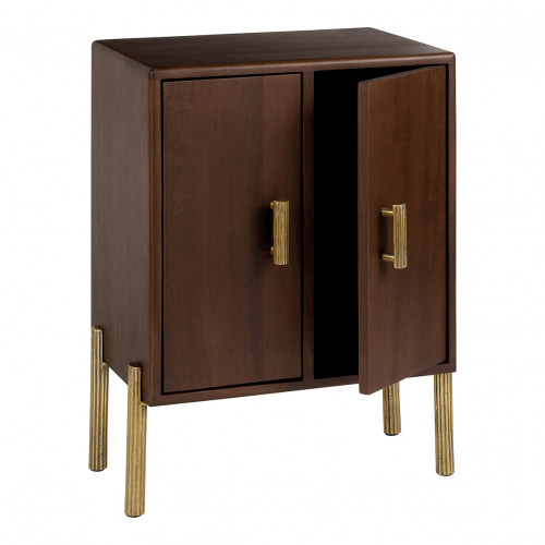 Blanc D'ivoire Chevet VICTOR En Manguier Ciré Finition Noyer