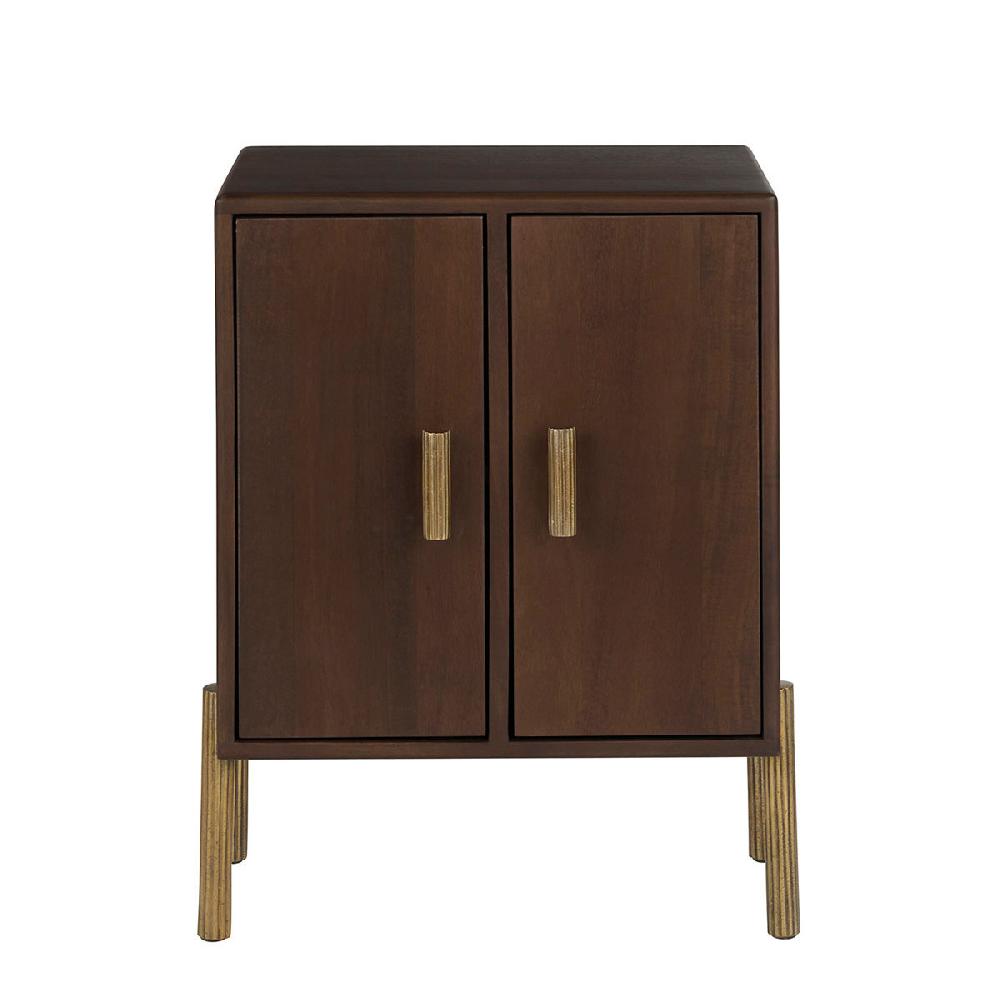 blanc d'ivoire Chevet VICTOR en manguier ciré finition noyer