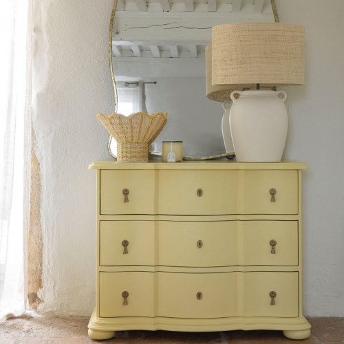 Blanc D'ivoire Commode CARLOTTA - Petit Modèle - Jaune Pastel