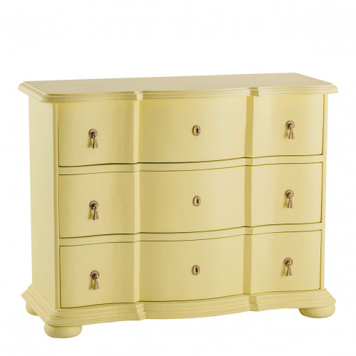 Blanc D'ivoire Commode CARLOTTA - Petit Modèle - Jaune Pastel