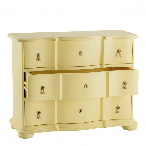 Blanc D'ivoire Commode CARLOTTA - Petit Modèle - Jaune Pastel