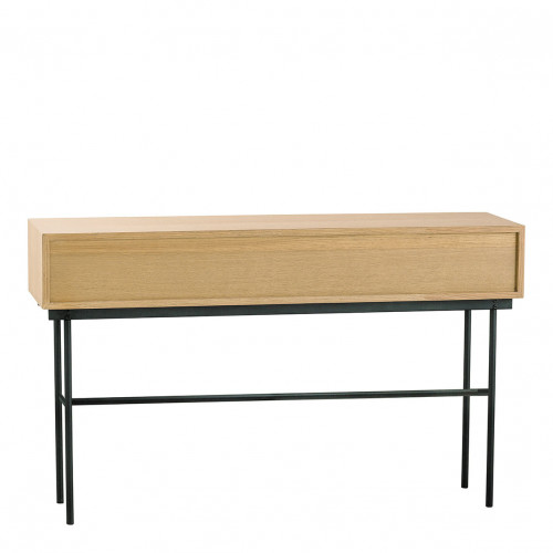 Blanc D'ivoire Console AUGUSTIN En Chêne Clair Et Cannage