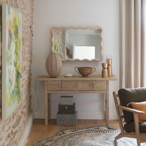 Blanc D'ivoire Console BAO Avec 2 Tiroirs En Orme Recyclé - Naturel