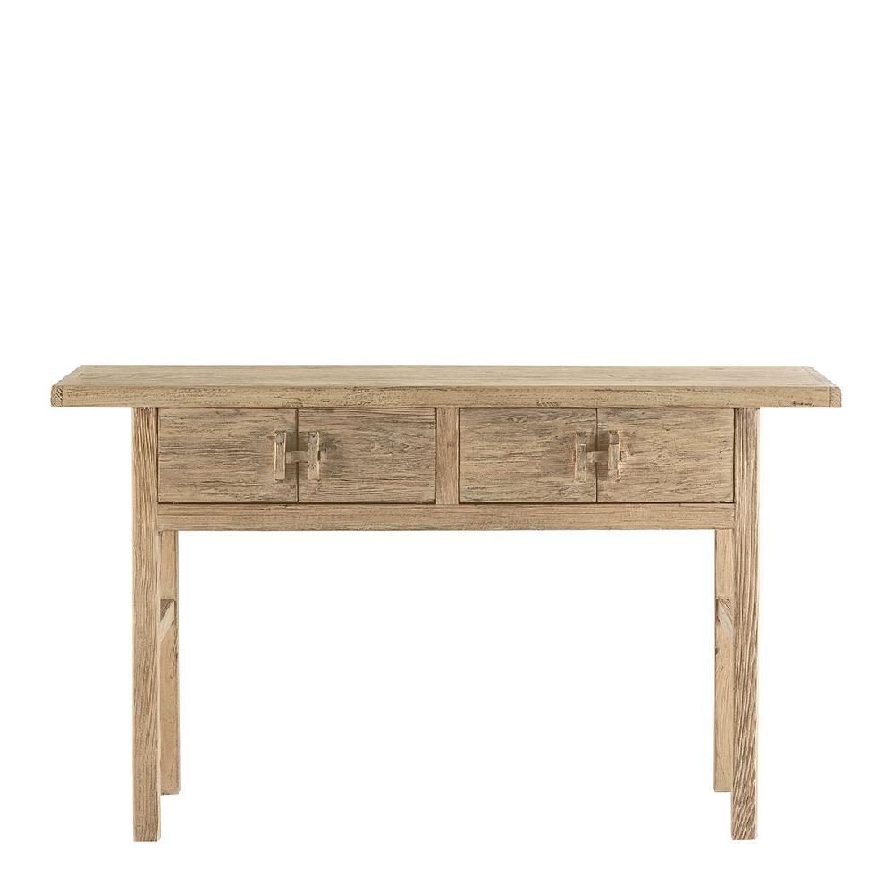blanc d'ivoire Console BAO avec 2 tiroirs en orme recyclé - Naturel