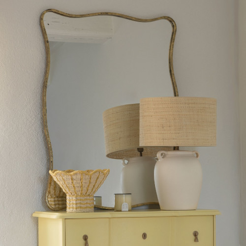 Blanc D'ivoire Coupe Décorative HOKA En Corde De Papier - Naturel Et Curry - ø 36 Cm