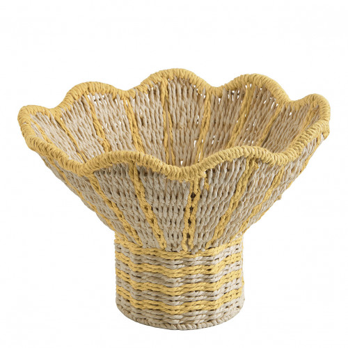Blanc D'ivoire Coupe Décorative HOKA En Corde De Papier - Naturel Et Curry - ø 36 Cm