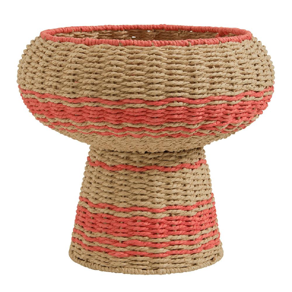 blanc d'ivoire Coupe décorative HOKA en corde de papier - Naturel et corail - ø 33 cm