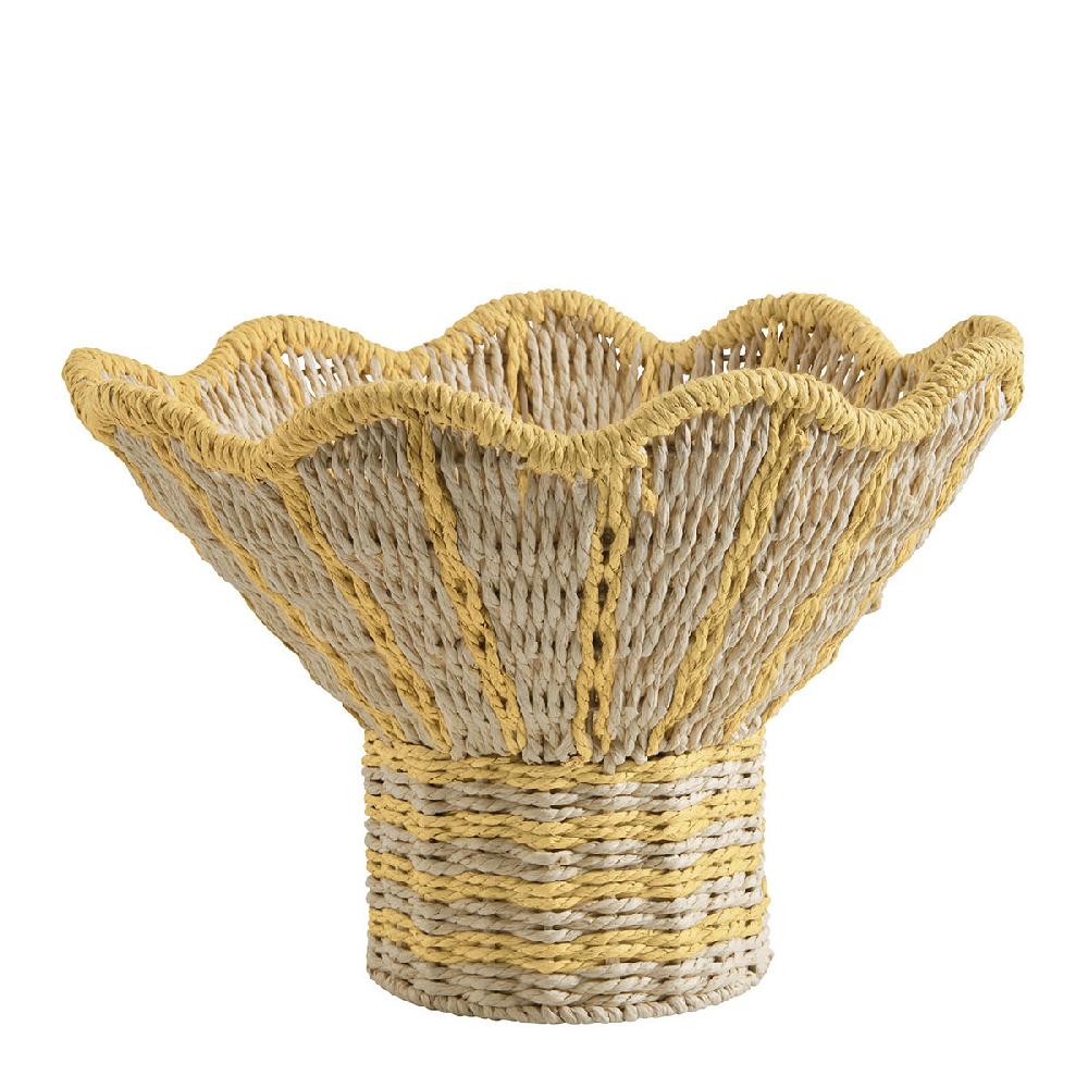 blanc d'ivoire Coupe décorative HOKA en corde de papier - Naturel et curry - ø 36 cm