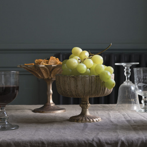 Blanc D'ivoire Coupe FLEUR En Verre Mercurisé Argent Antique - ⌀ 20 Cm