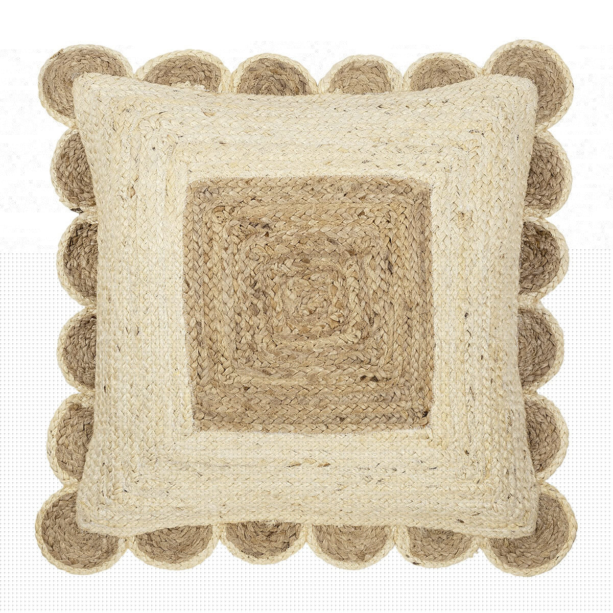 blanc d'ivoire Coussin ÉNOLA en jute - Naturel et blanc - 60 x 60 cm blanc d'ivoire Coussin ÉNOLA en jute - Naturel et blanc - 60 x 60 cm