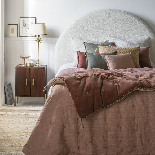 Blanc D'ivoire Couvre-lit CHLOÉ En Lin Lavé - 230 X 180 Cm - Blush