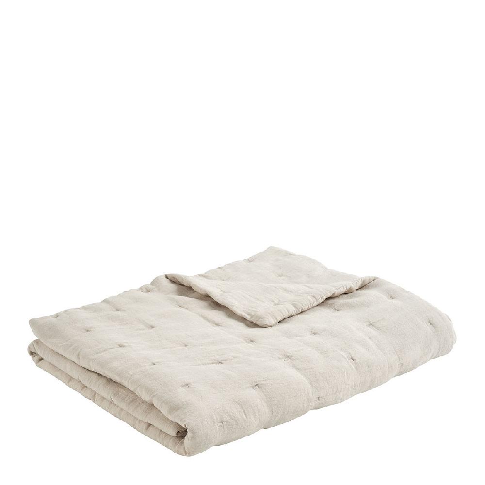 blanc d'ivoire Couvre-lit CHLOÉ en lin lavé - 230 x 180 cm - Ivoire