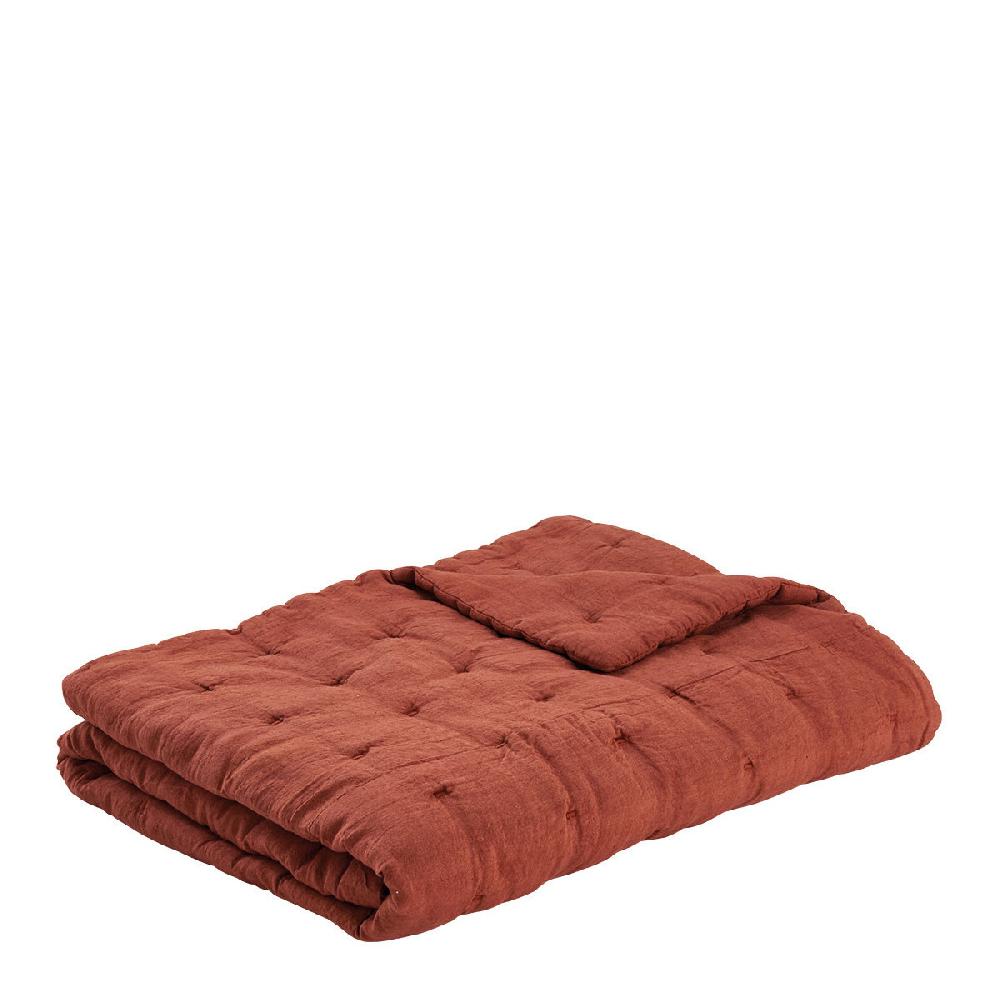 blanc d'ivoire Couvre-lit CHLOÉ en lin lavé - 230 x 180 cm - Orange brûlé