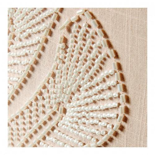 Blanc D'ivoire Décoration Murale PALME En Perles - Écru