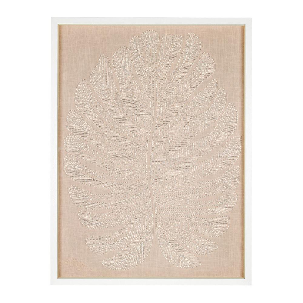 blanc d'ivoire Décoration murale PALME en perles - Écru