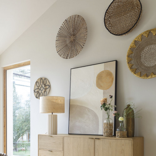 Blanc D'ivoire Décoration Murale PAYA En Abaca - ø 60 Cm