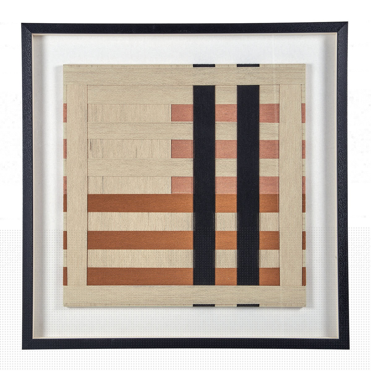 blanc d'ivoire Décoration murale QUADRA en corde de coton - Beige marron et noir