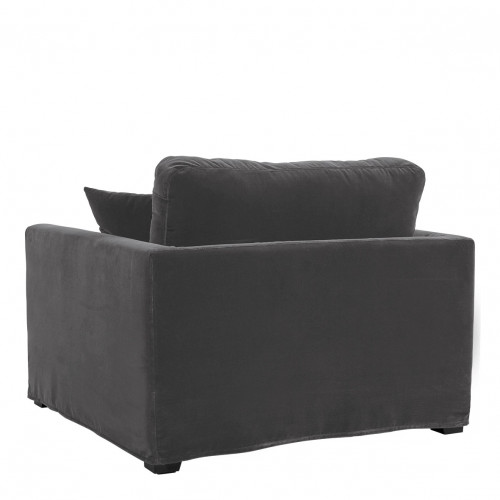 Blanc D'ivoire Fauteuil ANGIE En Velours - Gris Foncé