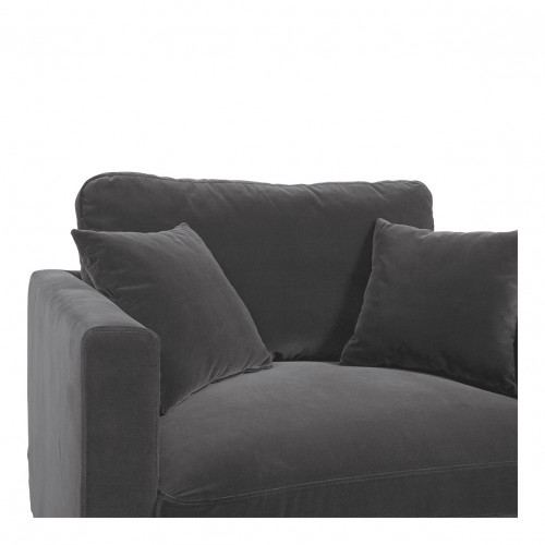 Blanc D'ivoire Fauteuil ANGIE En Velours - Gris Foncé