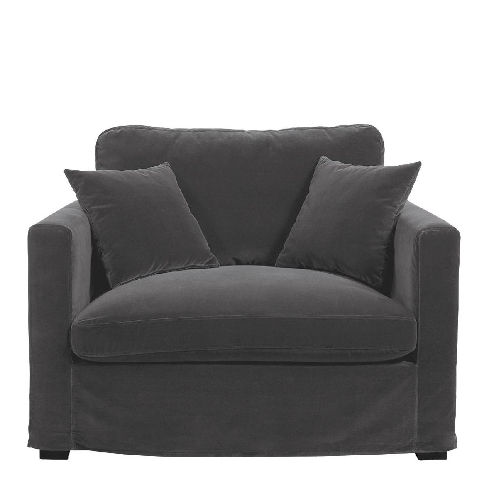 blanc d'ivoire Fauteuil ANGIE en velours - Gris foncé