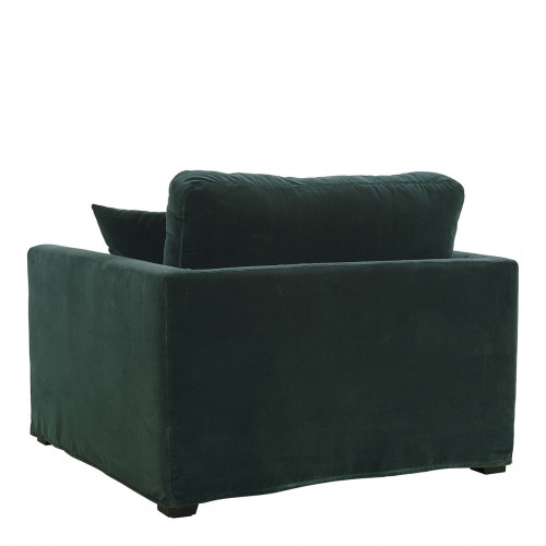 Blanc D'ivoire Fauteuil ANGIE En Velours - Vert Forêt