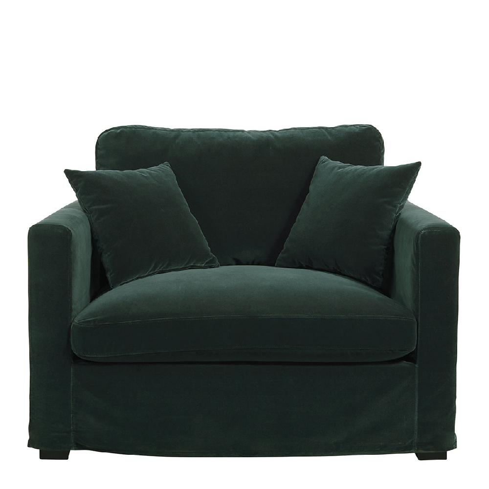 Blanc D'ivoire Fauteuil ANGIE En Velours - Vert Forêt