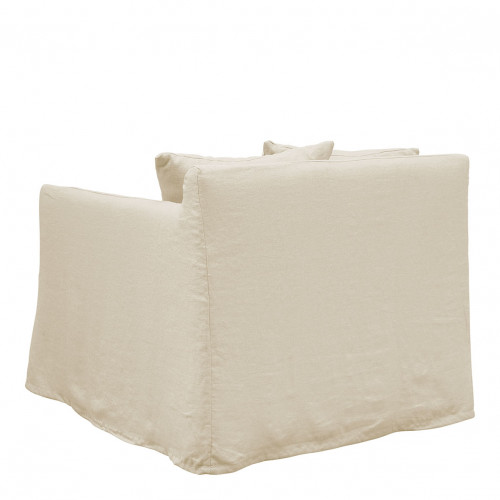 Blanc D'ivoire Fauteuil GABRIEL En Lin Mélangé - Écru