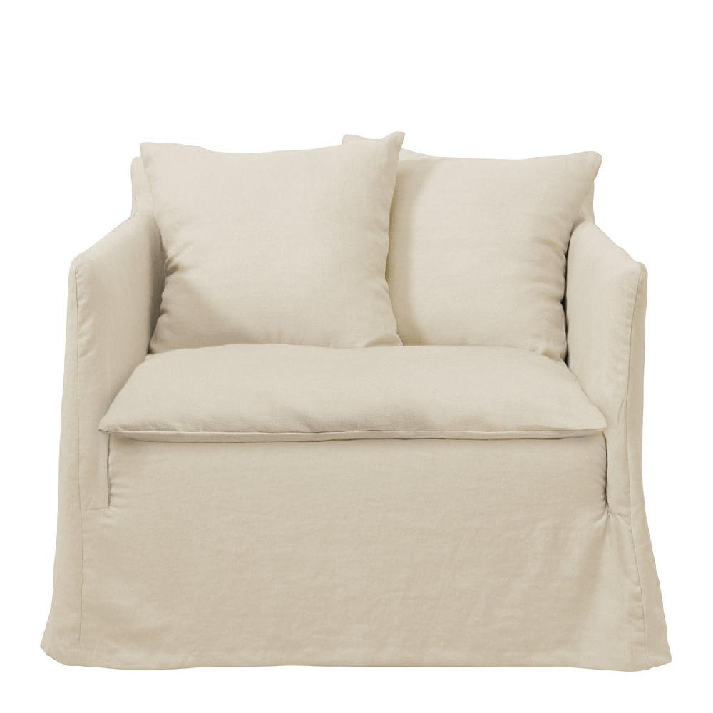 blanc d'ivoire Fauteuil GABRIEL en lin mélangé - Écru