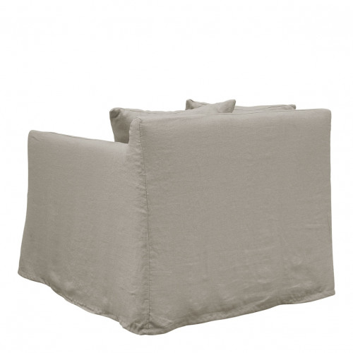 Blanc D'ivoire Fauteuil GABRIEL En Lin Mélangé - Gris Clair