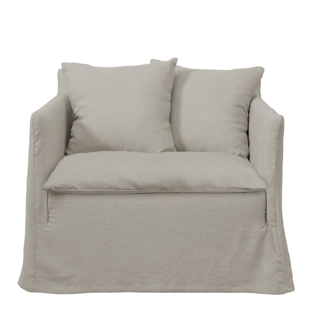 blanc d'ivoire Fauteuil GABRIEL en lin mélangé - Gris clair