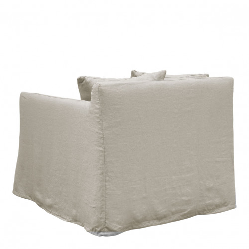 Blanc D'ivoire Fauteuil GABRIEL En Lin Mélangé - Naturel