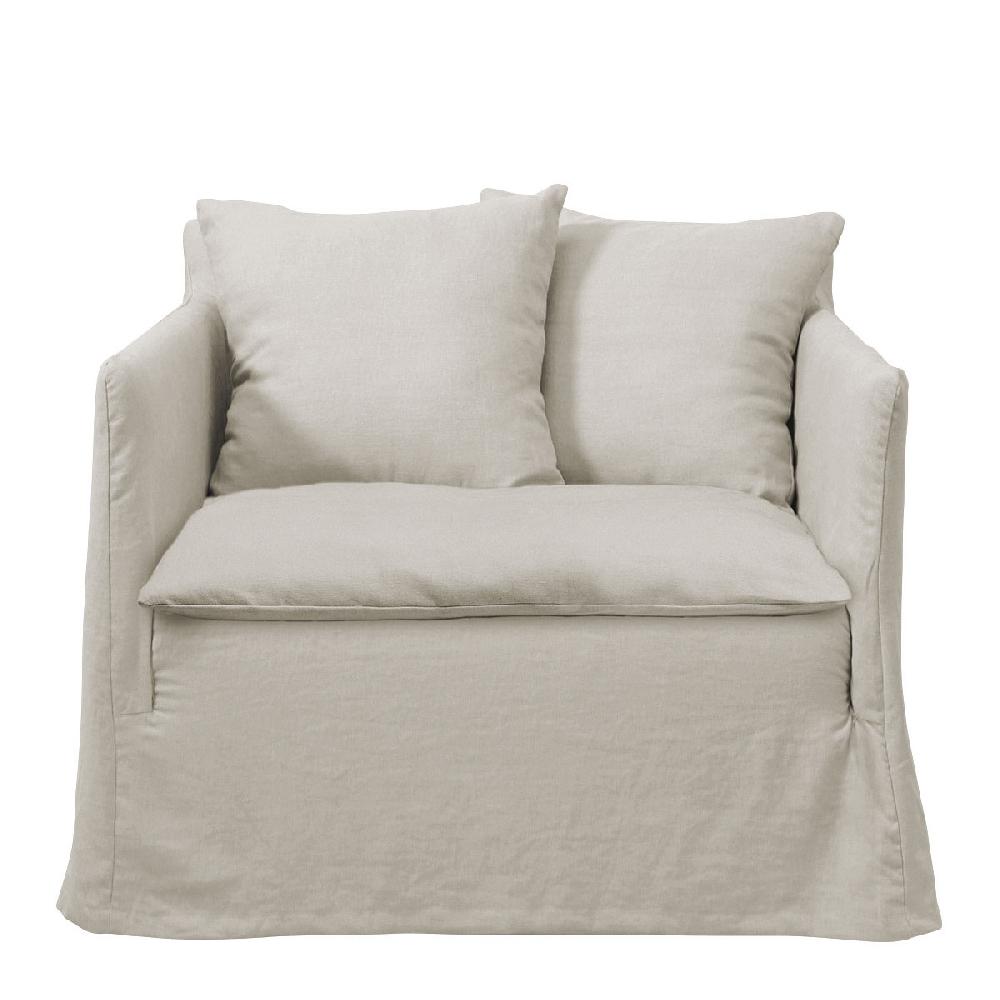 blanc d'ivoire Fauteuil GABRIEL en lin mélangé - Naturel