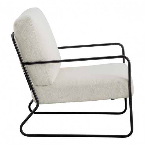 Blanc D'ivoire Fauteuil GASPARD En Bouclette Et Métal - Crème
