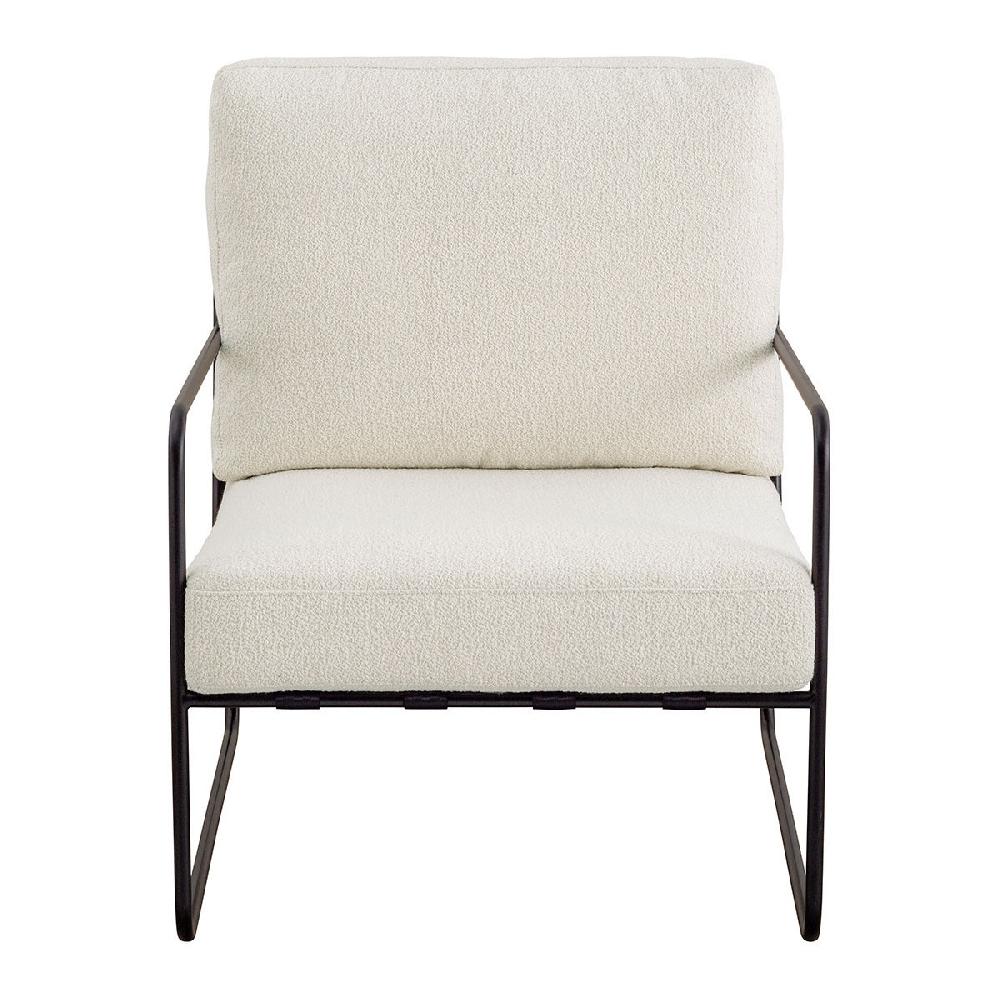blanc d'ivoire Fauteuil GASPARD en bouclette et métal - Crème blanc d'ivoire Fauteuil GASPARD en bouclette et métal - Crème
